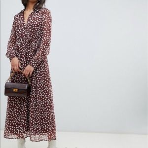 ASOS button up tie Midi/maxi dress
